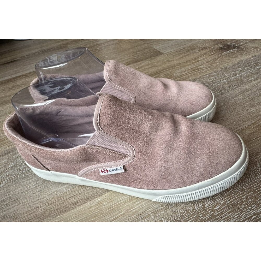Superga Women’s 8.5 Suede Platform Sneaker Slip On Shoes Blush Pink Comfort